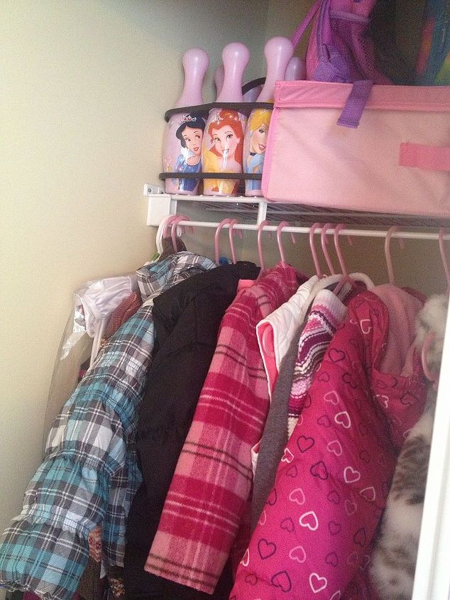 closet organization for little girl s room, bedroom ideas, closet, home decor, organizing, On the other side of her closet her jackets are neatly hung
