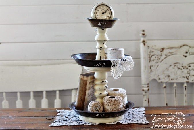 repurposed bowls and tins into tiered stands, home decor, repurposing upcycling