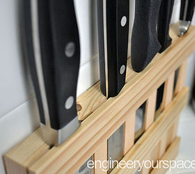 diy wall mounted wood knife rack to save space in a small kitchen, kitchen design, storage ideas, woodworking projects