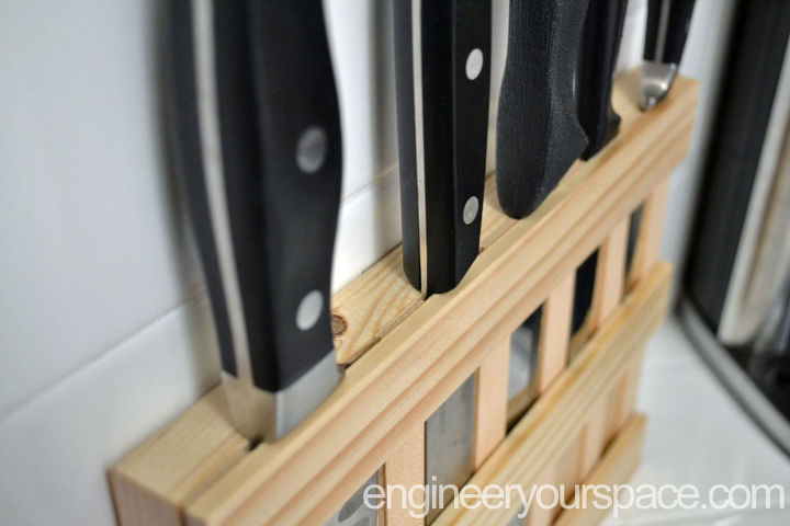 DIY Wall Mounted Wood Knife Rack to Save Space in a Small DIY Wall Mounted Wood Knife Rack to Save Space in a Small