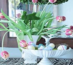spring easter egg decor, foyer, gardening, painted furniture