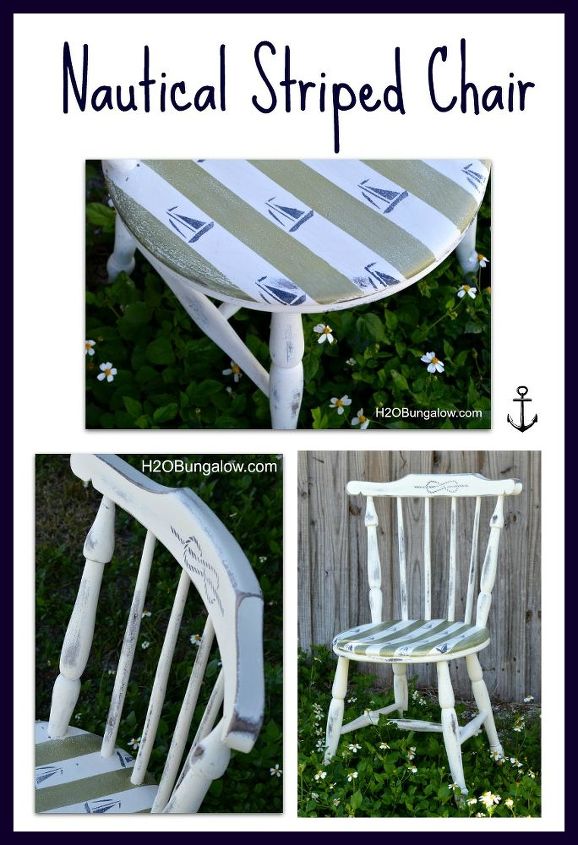 diy striped nautical chair, painted furniture, Transform a chair into a beautiful statement piece