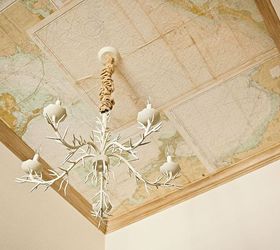 little cottage on the pond home tour, home decor, Map Ceiling was created using my dad s old nautical maps