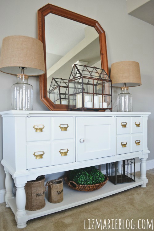 diy card catalog entryway table, diy, foyer, painted furniture, The piece after is the perfect addition to our entryway