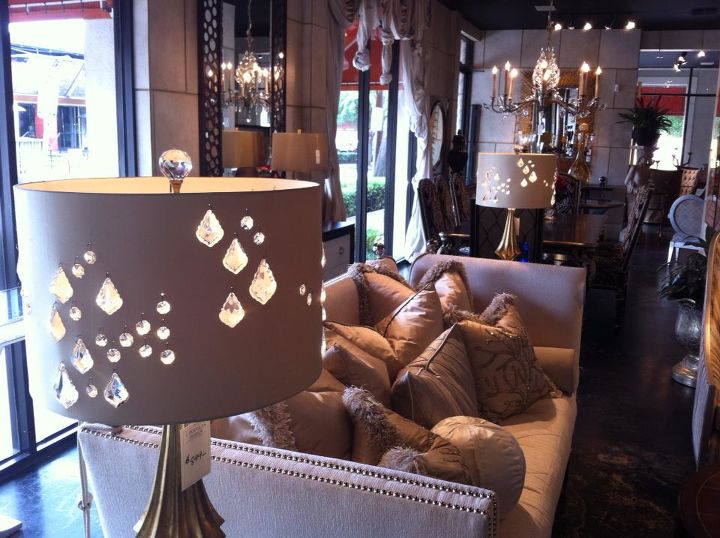 high end furniture and decorative accessories, home decor, painted furniture, This lamp is unique in that the custom cut outs are designed to fit the hanging crystals
