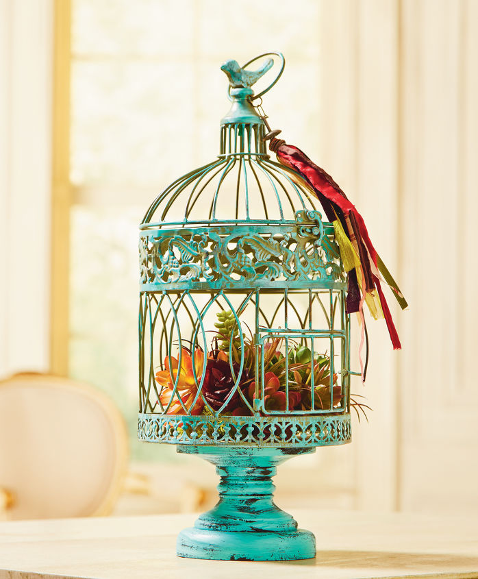 turquoise bird cage, crafts, painting, repurposing upcycling