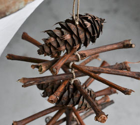 make a rustic grapevine pinecone christmas garland for free, christmas decorations, seasonal holiday decor, Once you run out of string start another garland then attach all the short garlands to make one long one EASY
