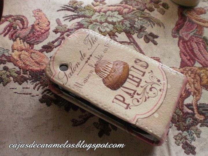 mobile phone cover decorated with decoupage technique, crafts, decoupage