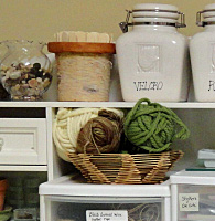 get organized using repurposed household items, organizing, repurposing upcycling, I use old kitchen canisters in my craft room for craft supply storage