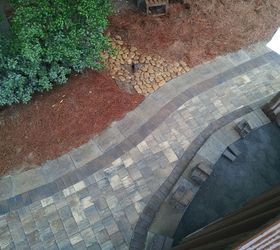 back yard patio challenge, concrete masonry, decks, outdoor living, patio, View from deck of drainage dry creek bed