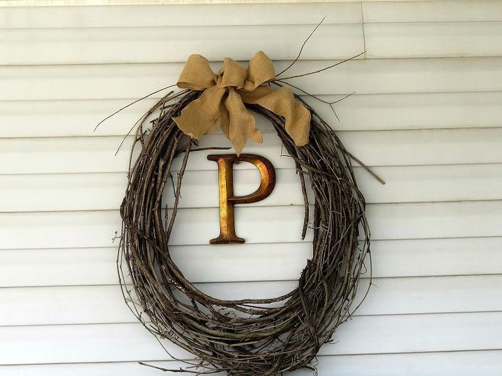 taking an ordinary patio to an extraordinary patio, outdoor living, patio, Add a bit of wow value to your ordinary grapevine wreaths with a burlap bow