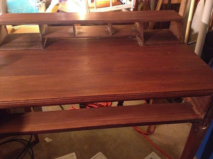 desk refinishing project, painted furniture, staining