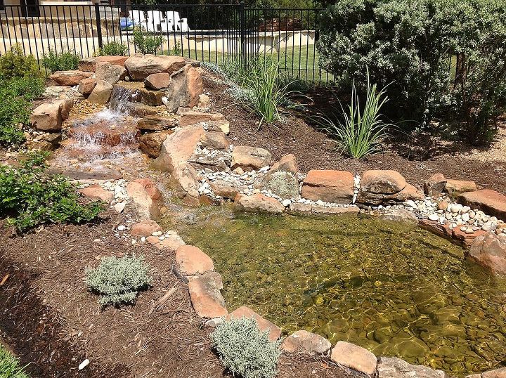 backyard pond ecosystem ponds ponds koi ponds waterfalls pondless waterfalls, outdoor living, ponds water features, Natural Rock Waterfall and pond with native landscaping near Austin TX