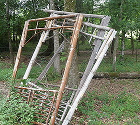 diy outdoor tiki hut using repurposed materials, Repurposed trellis frames