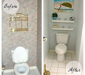 powder room reveal, bathroom ideas, home decor, Before and After Shot