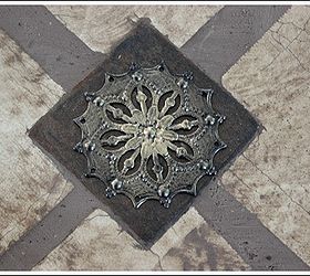 faux tile backsplash, diy, how to, kitchen backsplash, kitchen design, tiling, I found this little metal piece in the jewelry aisle at the craft store Everything looks a little better with a little bling