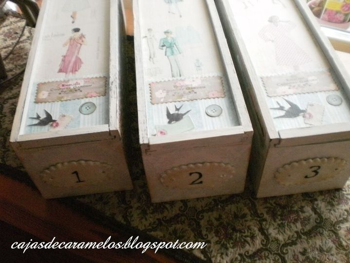 boxes boxes one two three, crafts, decoupage