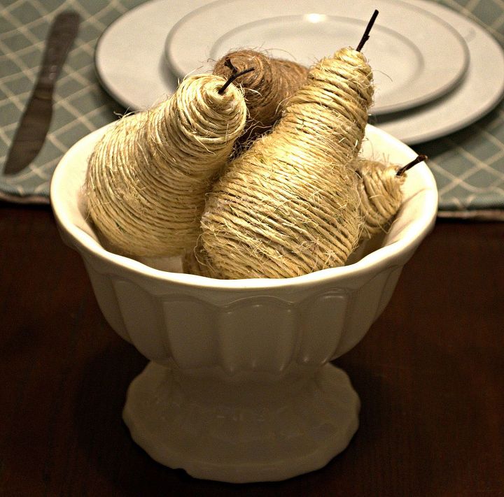 diy twine pears, crafts, A bowl full of Twine Pears made from Light Bulbs