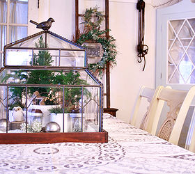christmas dining room, dining room ideas, seasonal holiday decor, winter wonderland terrarium centerpiece