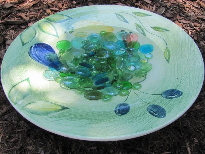 how to make a birdbath from a large salad plate, gardening, The big salad plate
