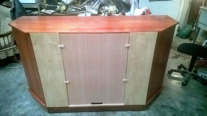 this is an entertainment center that my brother made for a family, diy, painted furniture, woodworking projects, Back with removable panel for access to the wiring