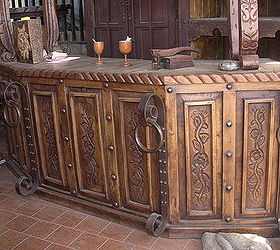 antique bar, home decor, painted furniture, What do you guys think about this hand crafted antique bar Imported From Mexico It has nice Iron works great wood work I love It I can help you get One
