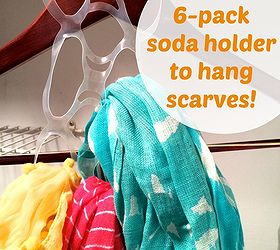 6 secrets for closet organization tips tricks, closet, organizing, Tip 2 THRIFTY SCARF ORGANIZING TRICK I came up with this idea because I didn t want to spend 15 on a scarf organizer I used a 6 pack soda holder and hung it on a hanger Then I added my scarves Easy neat and free