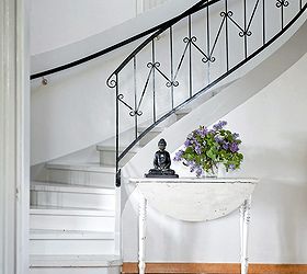 black trim is the simplest way to a stylish classic look, fireplaces mantels, home decor, Black railings are easy to create and make a statement here against the pale white and grey entry