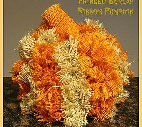 decorating a fall pumpkin using burlap ribbon, crafts, seasonal holiday decor