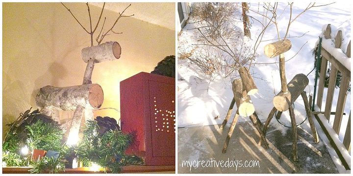diy log reindeer our new additions to our family, repurposing upcycling, seasonal holiday decor, DIY Log Reindeer