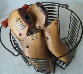 vintage items for home decor, home decor, repurposing upcycling, Vintage cobblers shoe lasts in a wire basket