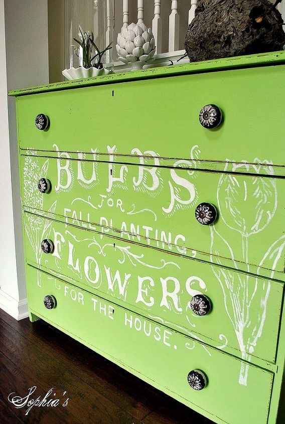 fresh and green flower ad dresser, flowers, painted furniture