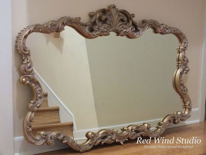 mirror mirror adding a little pizazz to a room in your home, chalk paint, foyer, home decor, living room ideas, painting, These large mirrors can pose their own challenges as sometimes the mirror just doesn t want to come out of the frame When this is the case I either tape the mirror or try and slide wax paper or any paper you have on hand between the frame and the mirror The paint in this example does come off the glass easily enough if you use your finger nail to scape it off Since this example is using Annie Sloan Chalk Paint we want to leave the tape or paper in place until it has been waxed