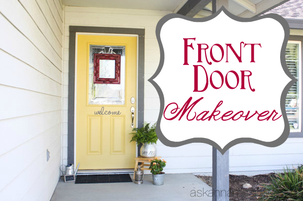 a yellow front door makeover, doors, painting