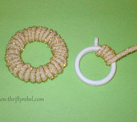 curtain ring snowman ornament, crafts, repurposing upcycling, seasonal holiday decor, I wrapped them with glittery white and gold pipe cleaners