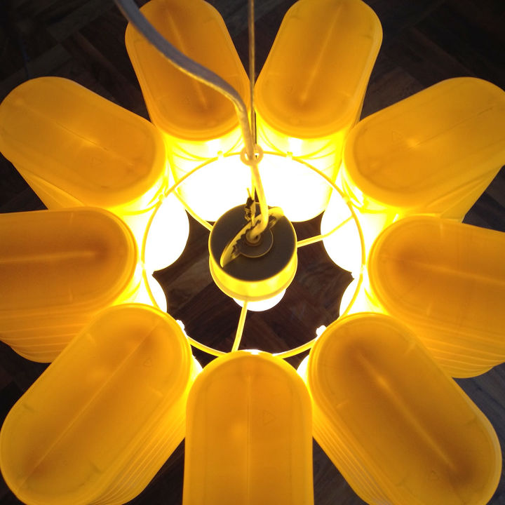 diy container upcycled into chocodaisy lampshade, home decor, lighting, repurposing upcycling, DIY View from above the ChocoDaisy