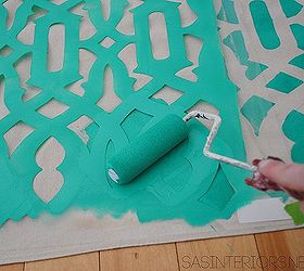 stenciled shower curtain using drop cloth, crafts, painting