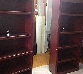 painting laminate bookshelves dark to bright, painted furniture, storage ideas