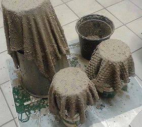 old cloth and concrete wash flower pots, Concrete Wash