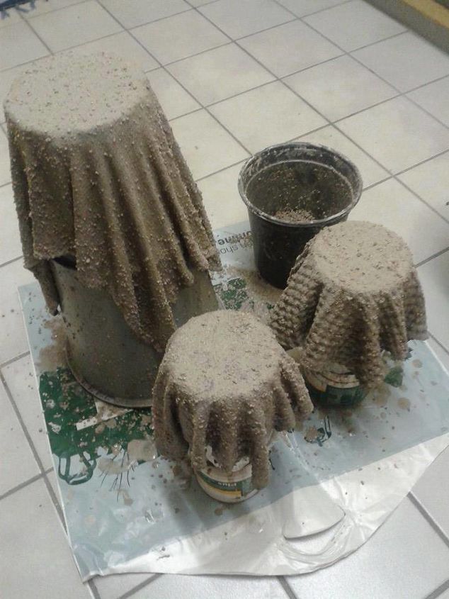 old cloth and concrete wash flower pots, Concrete Wash