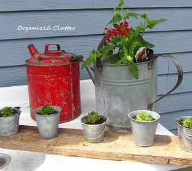 miniature zinc pails barn wood planter tutorial, gardening, repurposing upcycling