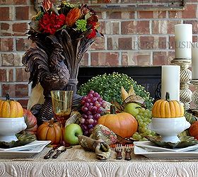 a harvest table, fireplaces mantels, outdoor living, porches, seasonal holiday decor, Setting a Fall table with this and that from around the house