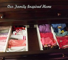 organizing the dresser drawers, organizing
