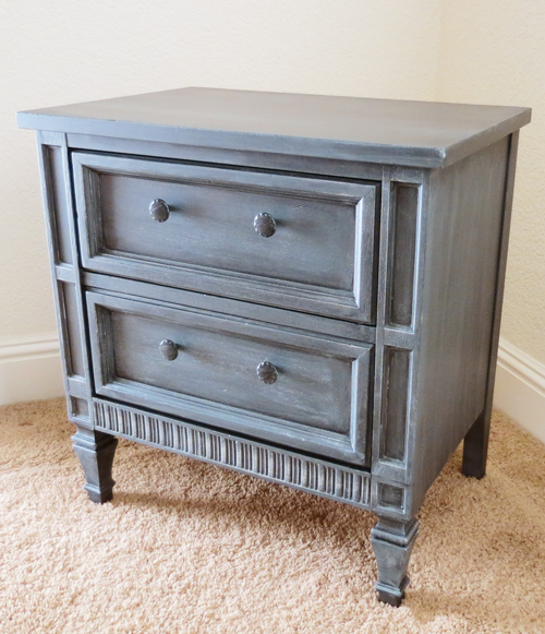 faux zinc finish nightstand makeover