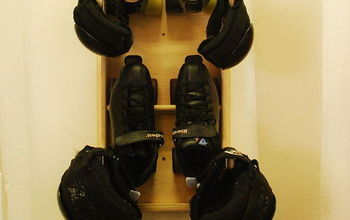 Roller Derby Gear Rack mounts on the wall to hold and dry your gear