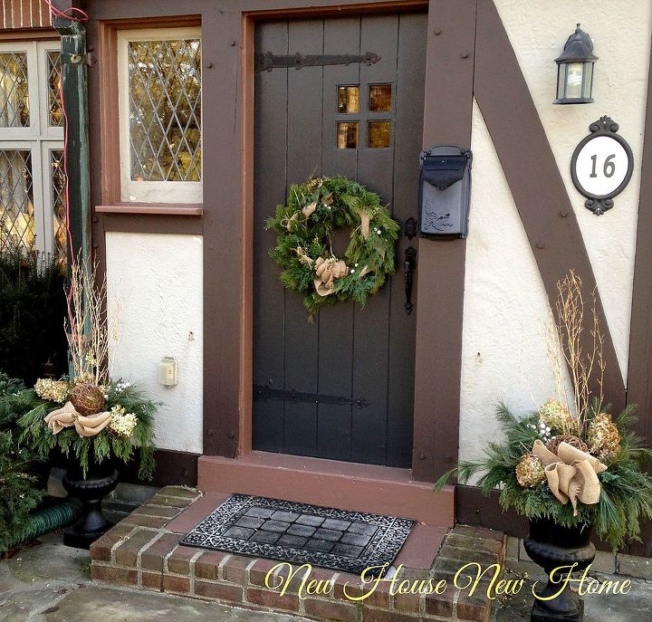 natural christmas decor, christmas decorations, outdoor living, seasonal holiday decor, wreaths, A welcoming front door gets a natural look for the holidays this year