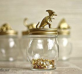 i took these jars from drab to dino mite, crafts, painting, repurposing upcycling, You can make them extra special with the addition of gold dinosaurs