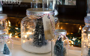 DIY Upcycled Jar Christmas Tree Snow Globes