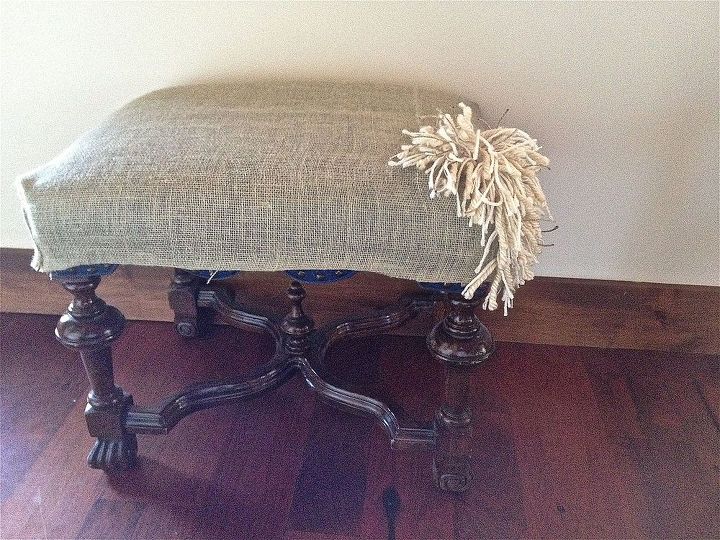 a groovy shaggy ottoman to rest my feet, flooring, painted furniture, The corner I finished the first night