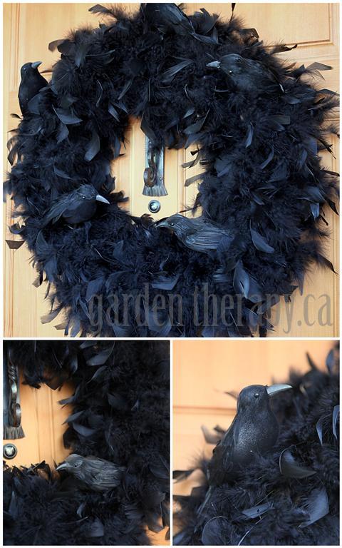 halloween crow feather wreath, crafts, doors, halloween decorations, seasonal holiday decor, wreaths